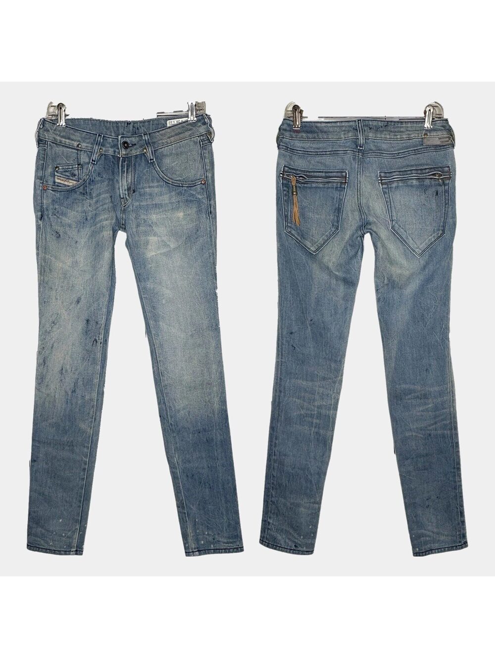 Vintage Diesel Clush 72L Jeans W28 L32 Low Rise Skinny Light Wash Zip Italy